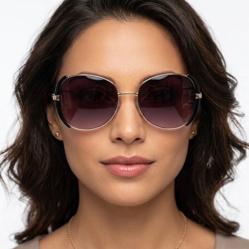 New York & Company Women's Womens Black METAL-ACCENT SUNGLASSES NWT